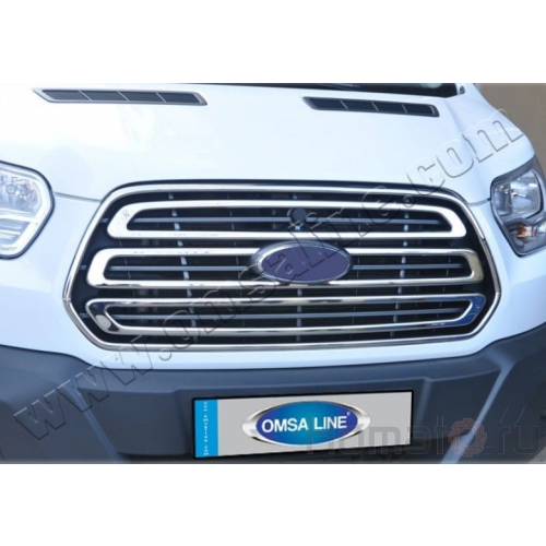 Накладки на решетку радиатора + окантовка, нерж., 5 частей для FORD Transit "14-