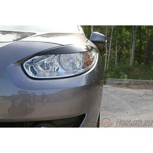 Накладки на передние фары (реснички) для Renault Fluence 2009-2012 | глянец (под покраску)