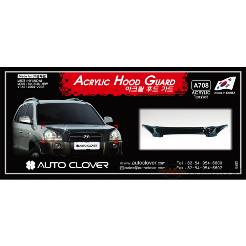 Дефлектор капота (акрил) Autoclover «Корея» для Hyundai Tucson 2004-2008