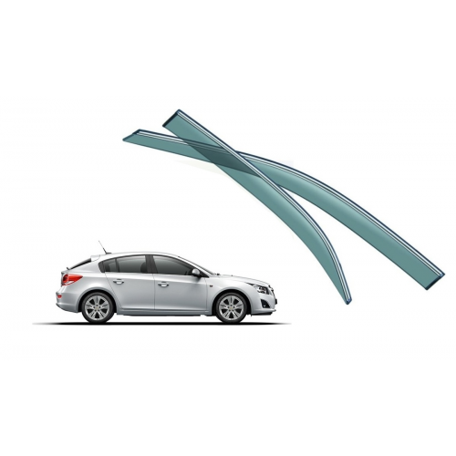 Дефлекторы окон Chevrolet Cruze HB (хэтчбек) : OEM Type c хром молдингом