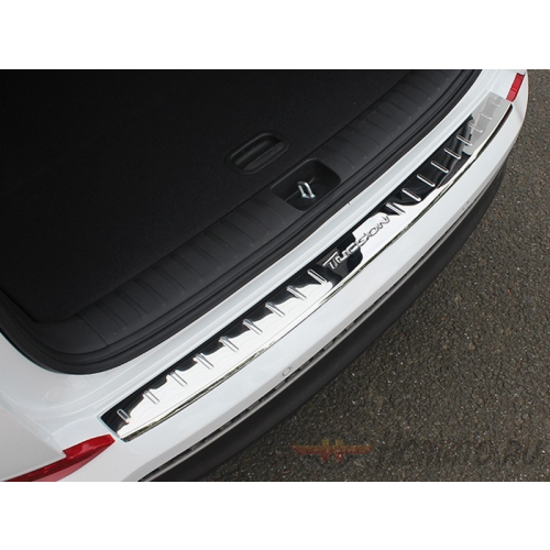Накладка на задний бампер с логотипом для HYUNDAI Tucson 2016+ : полированная