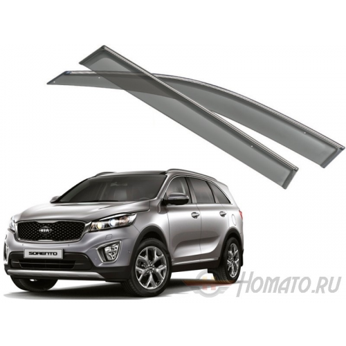 Дефлекторы боковых окон с хромированным молдингом для KIA Sorento Prime 2015+ : OEM Style