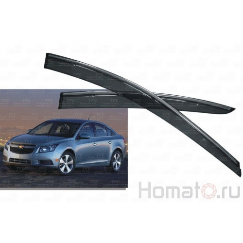 Дефлекторы окон Chevrolet Cruze SD OEM TYPE С хромированным молдингом