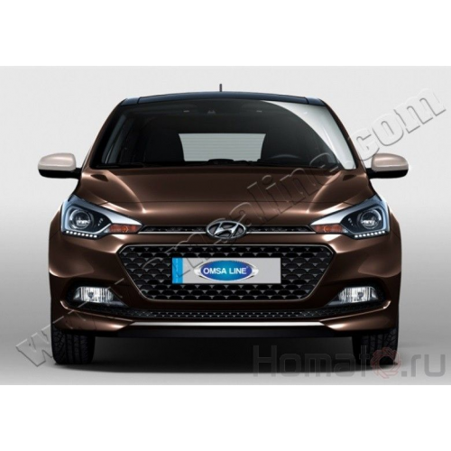 Накладки на решетку радиатора, нерж., 2 части для HYUNDAI i20 "15-