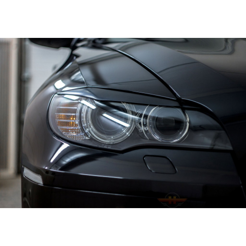 Накладки на передние фары (реснички) для BMW X6 (E71) 2010-2014 | глянец (под покраску)