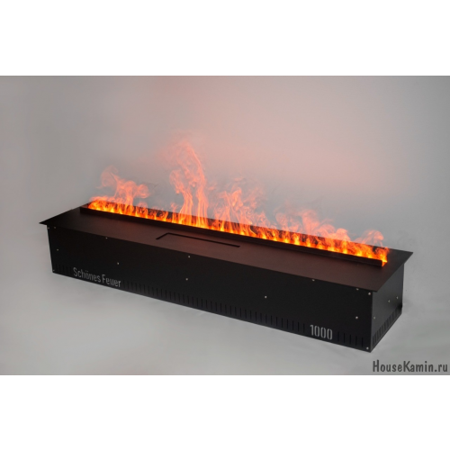 Электрический паровой очаг Schones Feuer 3D FireLine 1000 Blue Wi-Fi с эффектом "живого пламени" (синяя подсветка) и управлением Алисой от Яндекса