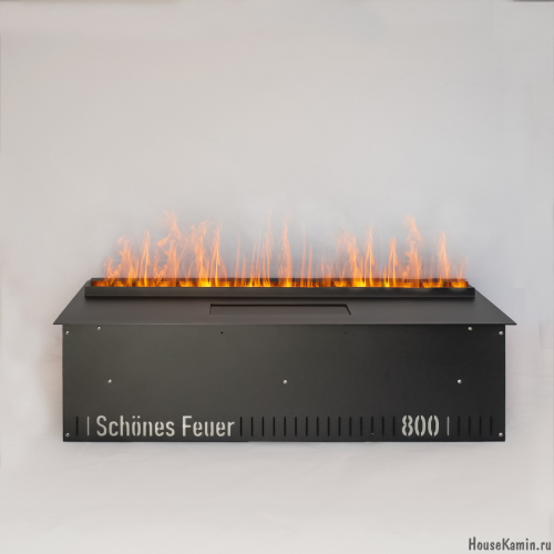 Электрический паровой очаг Schones Feuer 3D FireLine 800 Blue Wi-Fi с эффектом "живого пламени" (синяя подсветка) и управлением Алисой от Яндекса