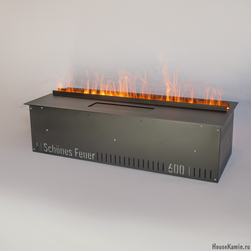 Электрический паровой очаг Schones Feuer 3D FireLine 600 Pro Blue Wi-Fi с эффектом "живого пламени" (синяя подсветка) и управлением Алисой от Яндекса