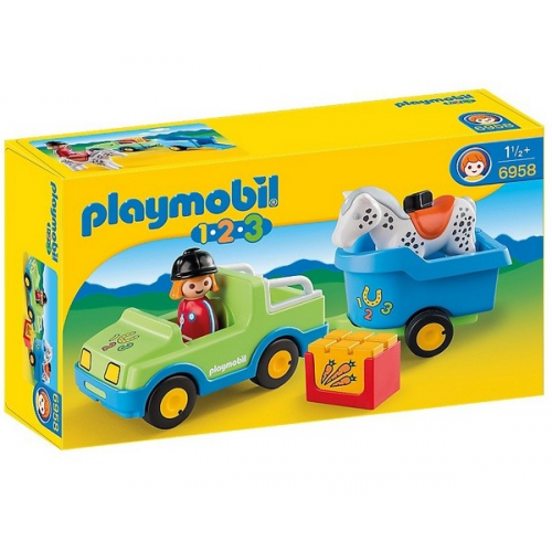 Playmobil 6958 Конструктор Плеймобил 1.2.3 Автомобиль с коневозкой