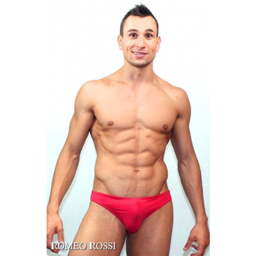 Однотонные мужские трусы мини слипы красного цвета Romeo Rossi Slips R2005-8