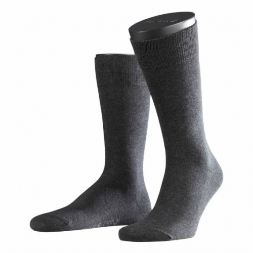 Мягкие мужские носки из хлопка темно-серого цвета Falke 14645 Family SO (муж.) Темный-серый 3080