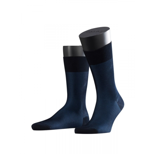 Элегантные высококачественные хлопчатобумажные носки синего цвета Falke 13141 Fine Shadow SO (муж.) Темный-синий 6370