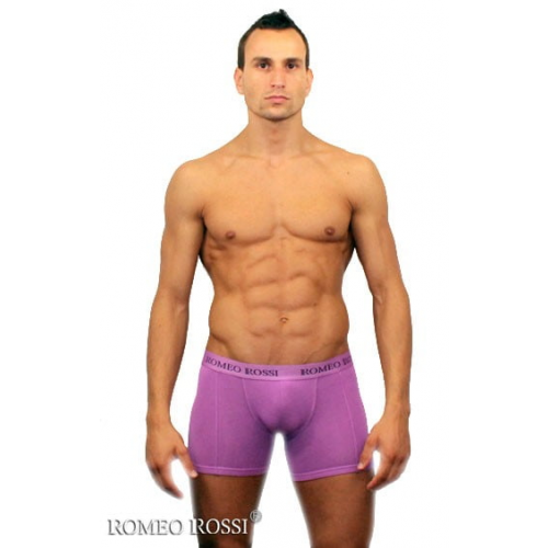 Удобные мужские трусы боксеры макси фиолетового цвета Romeo Rossi Long boxers R7001-6