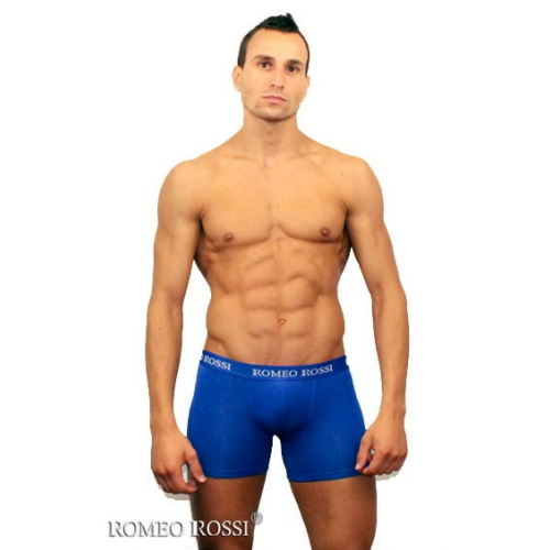 Мужские высокие трусы боксеры синего цвета Romeo Rossi Boxers R7001-9
