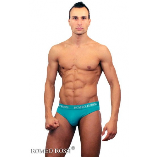 Зелёные мужские трусы стринги с модным поясом Romeo Rossi Thongs R1006-7