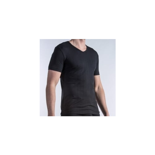 Эластичная мужская футболка в полоску черного цвета Olaf Benz 130065премиум Черный