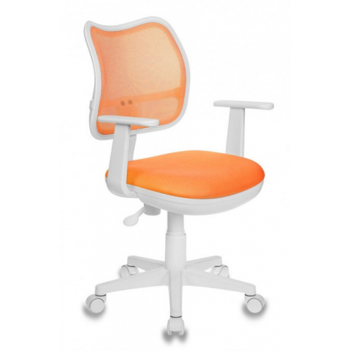 Бюрократ (BURO) Кресло Бюрократ CH-W797 белый пластик, оранжевая сетка и ткань