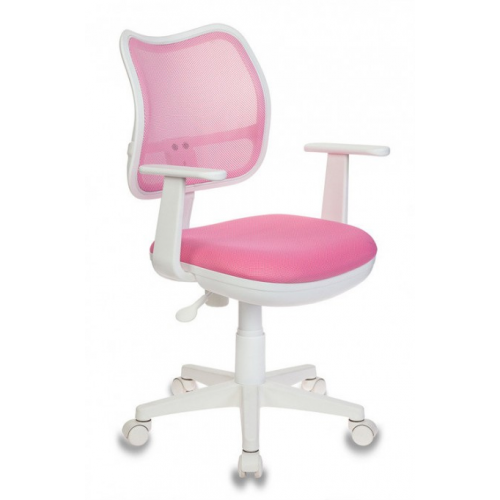 Бюрократ (BURO) Кресло Бюрократ CH-W797 белый пластик, розовая сетка и ткань