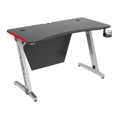 CACTUS Стол игровой Cactus CS-GTZ-SL-CARBON-RED столешница МДФ карбон каркас серебристый красная подсветка
