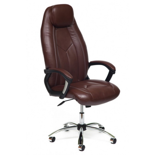 TetChair Кресло руководителя BOSS БОСС экокожа коричнево-рыжая с перфорацией