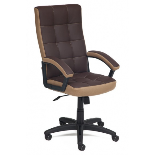 TetChair Кресло руководителя Trendy Тренди экокожа коричневая вставки ткань бронза