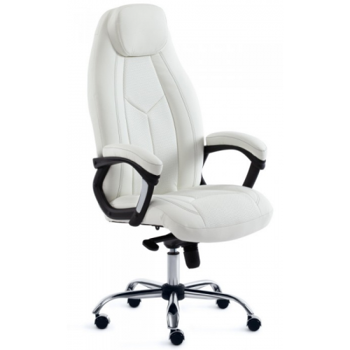 TetChair Кресло руководителя BOSS lux БОСС Люкс экокожа белая с перфорацией