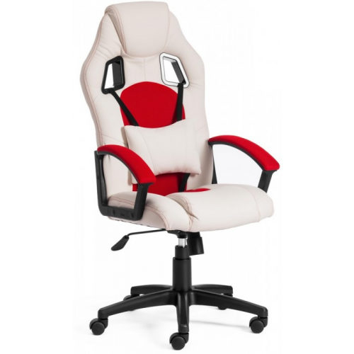 TetChair Кресло Driver Драйвер экокожа белая, ткань красная