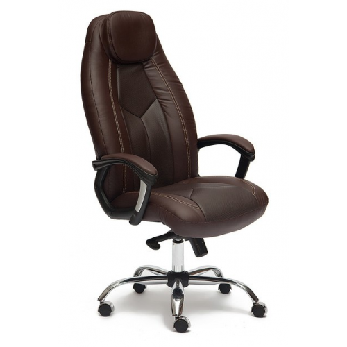 TetChair Кресло руководителя BOSS lux БОСС Люкс экокожа коричневая с перфорацией