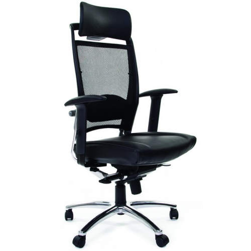 Кресло CHAIRMAN Ergo 281 хром кожа черная