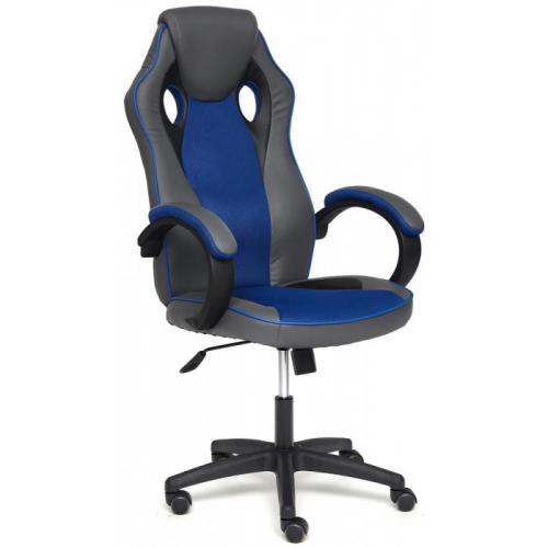 TetChair Кресло RACER GT new Рейсер ДжиТи Нью экокожа металлик вставка ткань синяя