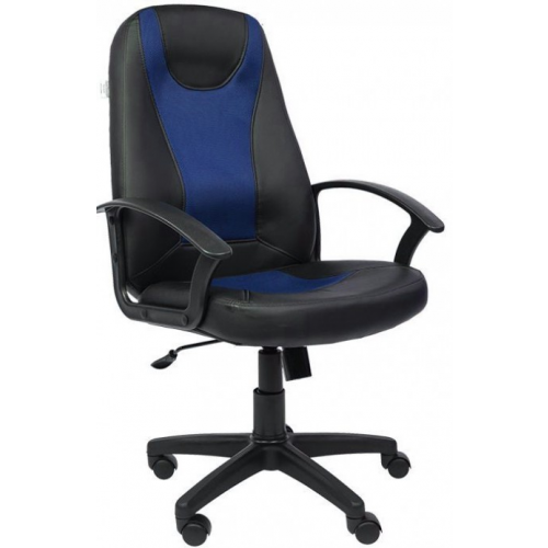 Русские кресла Кресло офисное РК-183 экокожа черная вставка ткань синяя