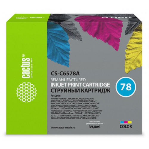 Картридж Cactus CS-C6578A многоцветный 78 (39мл) совместимый HP DJ 900 1220C PS P000 P1100