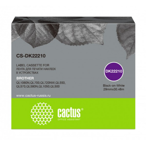 Картридж ленточный CACTUS CS-DK22210 черный Brother P-touch QL-500, QL-550, QL-700, QL-800