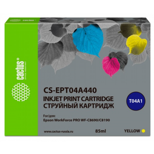 Картридж Cactus CS-EPT04A440 желтый (85мл) для Epson WorkForce Pro WF-C8190, WF-C8690