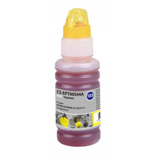 Чернила Cactus CS-EPT00S44A 103Y желтый 70мл для Epson L1110 Ecotank L3100 L3101 L3110 L3150 L3151