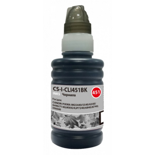 Чернила Cactus CS-I-CLI451BK черный 100мл для Canon Pixma iP6840 iP7240 iP8740 iX6840 MG5440 MG5540