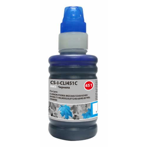 Чернила Cactus CS-I-CLI451C голубой 100мл для Canon Pixma iP6840 iP7240 iP8740 iX6840 MG5440 MG5540