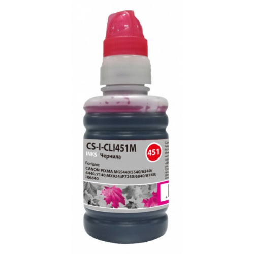 Чернила Cactus CS-I-CLI451M пурпурный 100мл для Canon Pixma iP6840 iP7240 iP8740 iX6840 MG5440 MG5540