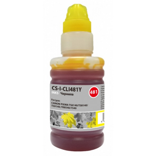 Чернила Cactus CS-I-CLI481Y желтый 100мл для Canon Pixma TR7540 TR8540 TS6140 TS8140 TS9140