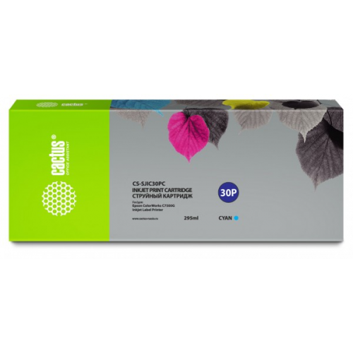 Картридж Cactus CS-SJIC30PC голубой (295мл) для Epson ColorWorks TM-C7500G