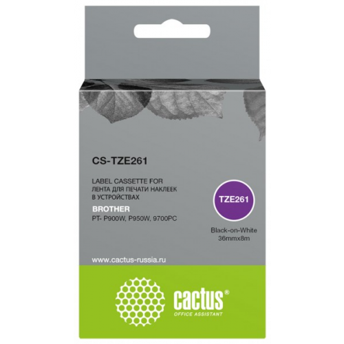 Картридж ленточный CACTUS CS-TZE261 черный для Brother PT- P900W P950W 9700PC