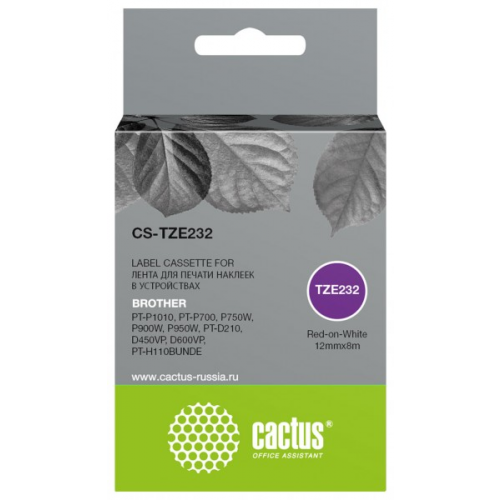 Картридж ленточный CACTUS CS-TZE232 черный для Brother PT-P1010 PT-P700 P750W P900W P950W PT-D210 D450VP D600VP PT-H110BUNDE