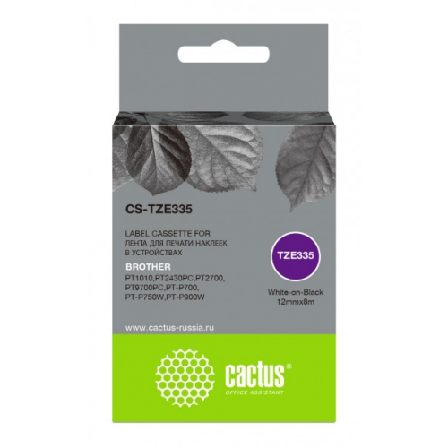 Картридж ленточный CACTUS CS-TZE335 белый Brother P-touch 1010, 1280, 2700VP