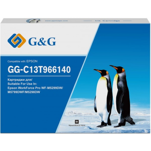 Картридж G&G GG-C13T966140 черный струйный 795мл совместимый Epson WorkForce Pro WF-M5299DW M5799DWF