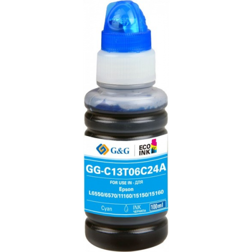 Чернила G&G GG-C13T06C24A 112C голубой 70мл для Epson L6550 6570 11160 15150 15160