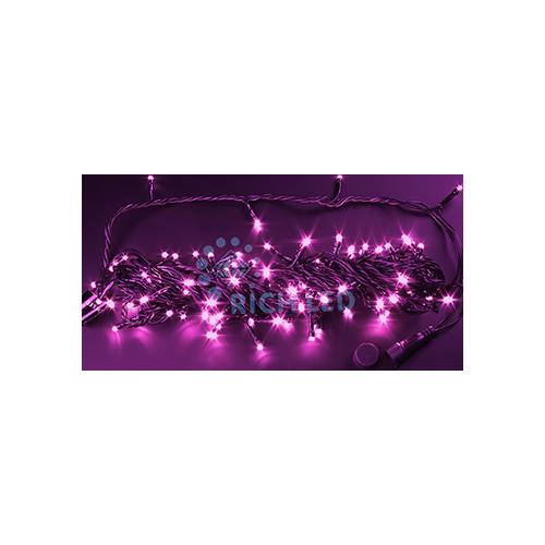 Rich LED RL-S10C-24V-B/P Уличная светодиодная гирлянда Нить 10 м, розовый, пост свечение, провод черный