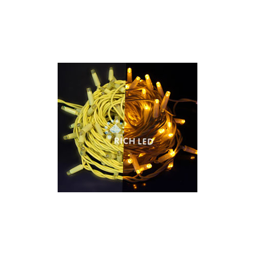Rich LED RL-S10C-24V-RY/Y Уличная светодиодная гирлянда Нить 10 м, желтый, пост свечение, провод резиновый желтый