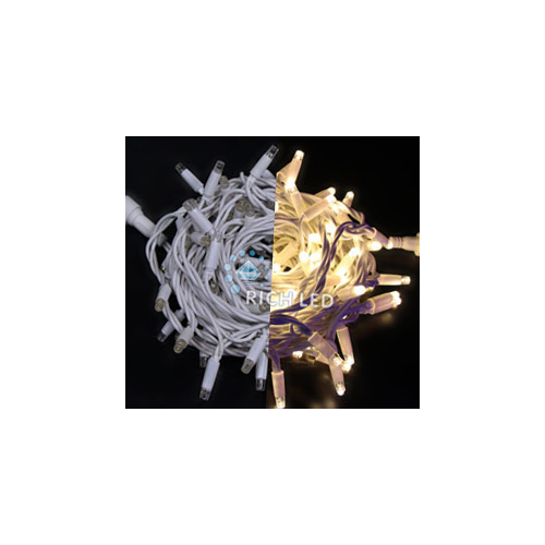Rich LED RL-S10C-24V-RW/WW Уличная светодиодная гирлянда Нить 10 м, теплый белый, пост свечение, провод резиновый белый
