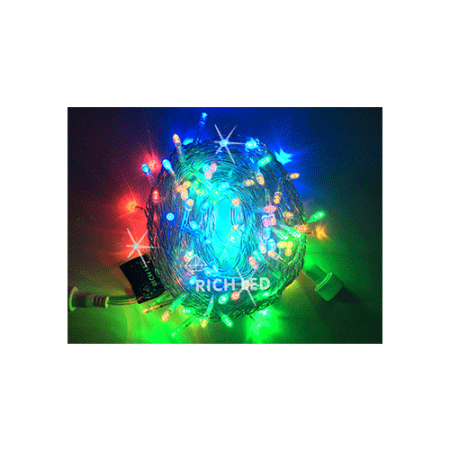 Rich LED RL-S10CF-24V-T/M Уличная светодиодная гирлянда Нить 10 м, мульти, мерцание, провод прозрачный
