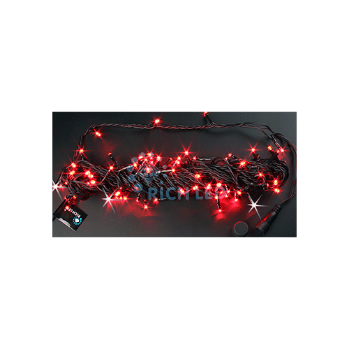 Rich LED RL-S10CF-24V-B/R Уличная светодиодная гирлянда Нить 10 м, красный, мерцание, провод черный